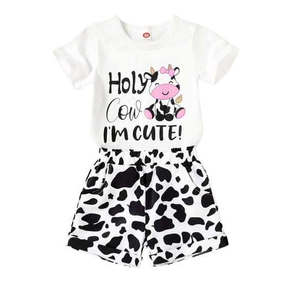 Younger Tree Toddler Baby Girl Summer Clothes Set Short Sleeve T-Shirt Shorts 2pcs Outfits for 18-24 Months