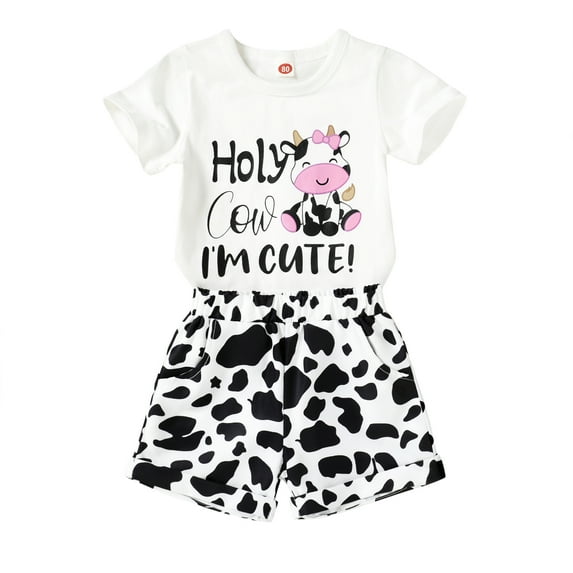 Younger Tree Toddler Baby Girl Summer Clothes Set Short Sleeve T-Shirt Shorts 2pcs Outfits for 18-24 Months