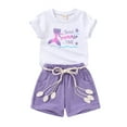 thumbnail image 1 of Younger Tree Toddler Baby Girl Summer Clothes Set Short Sleeve T-Shirt Shorts 2pcs Outfits for 6-12 Months, 1 of 7