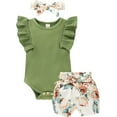 thumbnail image 1 of Younger Tree Toddler Baby Girl Summer Short Sleeve Romper Shorts Headband Clothes Outfits Set,Size 0-24 Months, 1 of 7