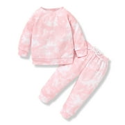 Younger Tree Toddler Baby Girl Sweatshirt Set Kid Fall Long Sleeve Tie Dye Clothes Outfits,Size 12 Months-5T