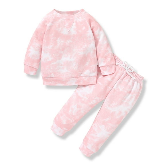 Younger Tree Toddler Baby Girl Sweatshirt Set Kid Fall Long Sleeve Tie Dye Clothes Outfits for 18-24 Months