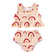 Younger Tree Toddler Baby Girls 2PCS Swimsuit Infant Summer Sleeveless Beach Bikini Swimwear Bathing Suit for 3-4T