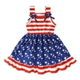 thumbnail image 1 of Younger Tree Toddler Baby Girls 4th of July Clothes Outfit Stars Stripes Bow-Knot Dress Independent Day Suits for 5-6T, 1 of 7