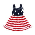thumbnail image 1 of Younger Tree Toddler Baby Girls 4th of July Clothes Outfit Stars Stripes Bow-Knot Dress Independent Day Suits for 6-12 Months, 1 of 6