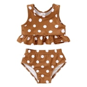 Younger Tree Toddler Baby Girls Summer Swimsuit Cute Sleeveless Swimwear Two-Piece Suit Beach Bikini for 3-6 Months