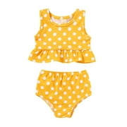 Younger Tree Toddler Baby Girls Summer Swimsuit Sleeveless Striped Swimwear Two-Piece Suit Beach Bikini for 12-18 Months