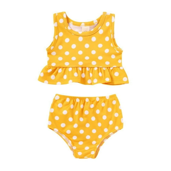 Younger Tree Toddler Baby Girls Summer Swimsuit Sleeveless Striped Swimwear Two-Piece Suit Beach Bikini for 12-18 Months