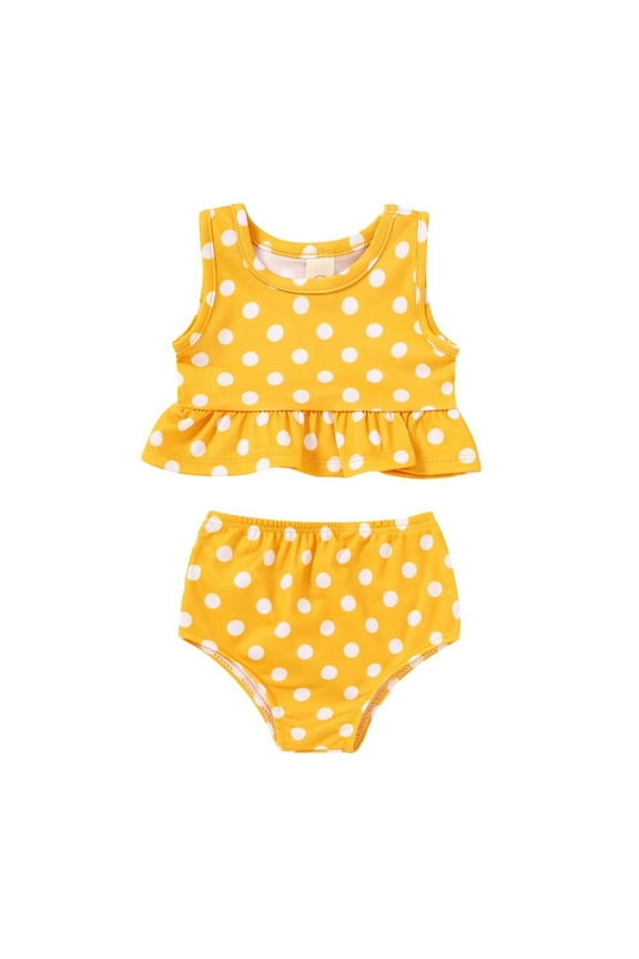 Toddler Baby Girls Summer Swimsuit Sleeveless Striped Swimwear Two-Piece Suit Beach Bikini for 12-18 Months