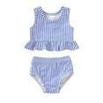 thumbnail image 1 of Younger Tree Toddler Baby Girls Summer Swimsuit Sleeveless Striped Swimwear Two-Piece Suit Beach Bikini for 18-24 Months, 1 of 8