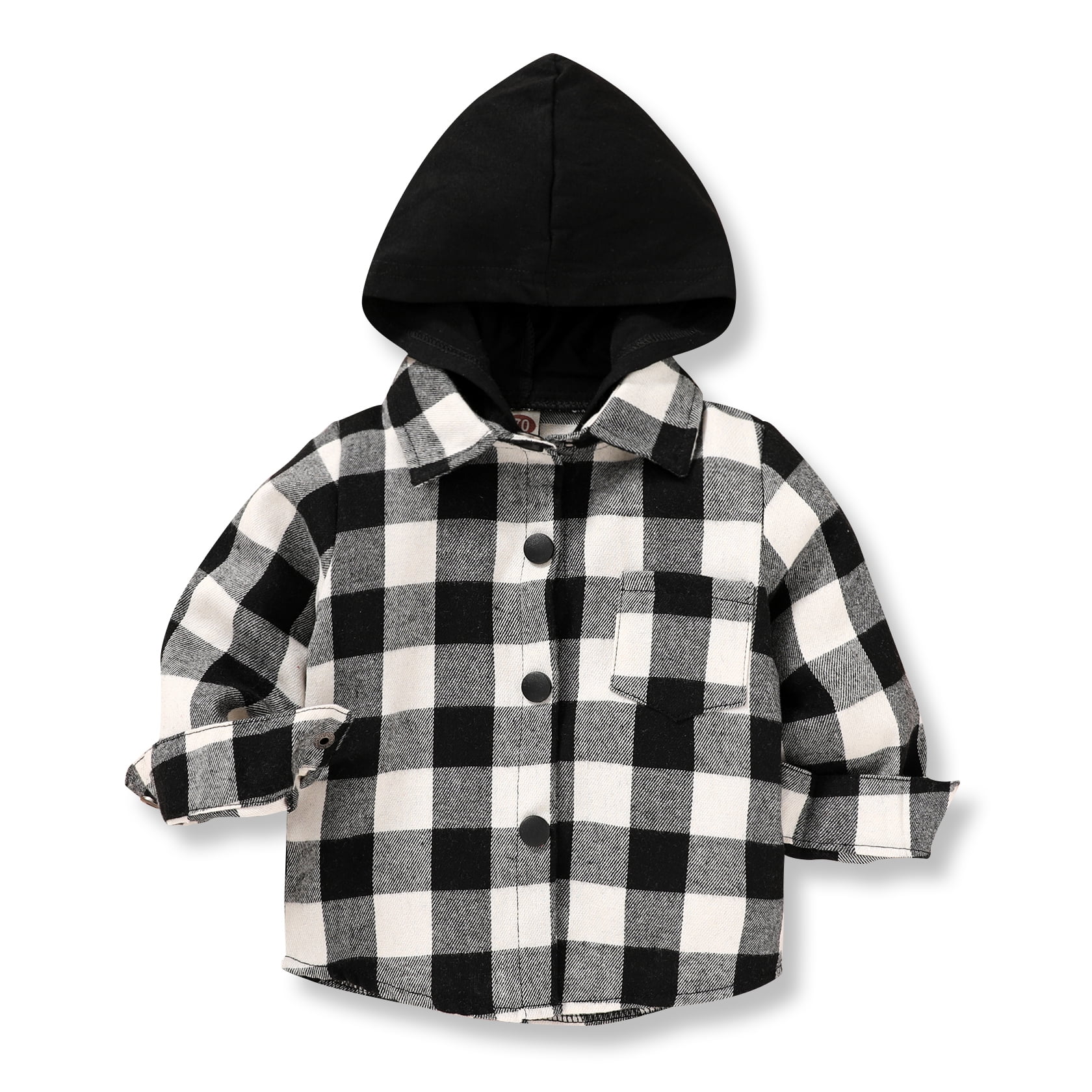 Younger Tree Toddler Boy Flannel Shirt Baby Long Sleeve Hooded Plaid Button Shirt for 1218