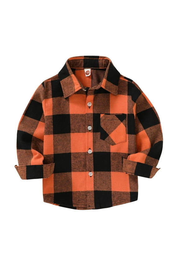 Toddler Boy Girl Fall Flannel Shirt Kid Baby Fall Winter Halloween Long Sleeve Button Down Plaid Shirts Clothes for 4-5T