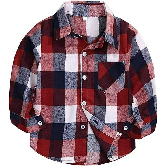 Younger Tree Toddler Boy Girl Fall Flannel Shirt Kid Baby Fall Winter Long Sleeve Button Down Plaid Shirts Clothes for 9-10T