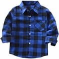 thumbnail image 1 of Younger Tree Toddler Boy Girl Fall Flannel Shirt Kid Baby Long Sleeve Button Down Plaid Shirts,Blue,2-3T, 1 of 2