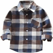 YOUNGER TREE Toddler Boy Girl Fall Flannel Shirt Kid Baby Long Sleeve Button Down Plaid Shirts,Size 12 Months-7T