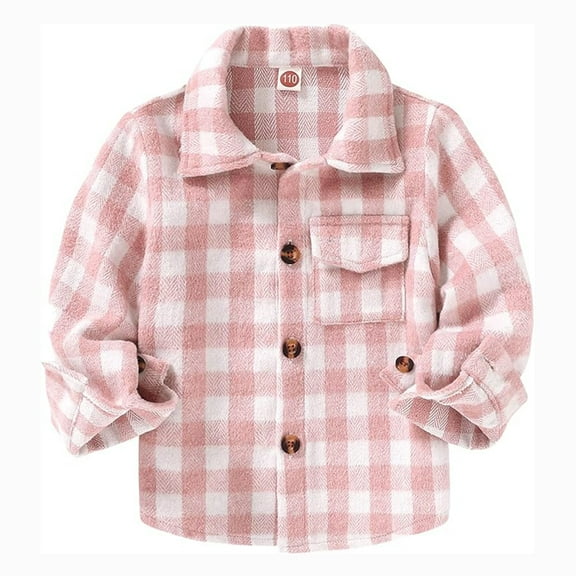 Younger Tree Toddler Boy Girl Fall Flannel Shirt Kid Baby Long Sleeve Button Down Plaid Shirts for 12-18 Months