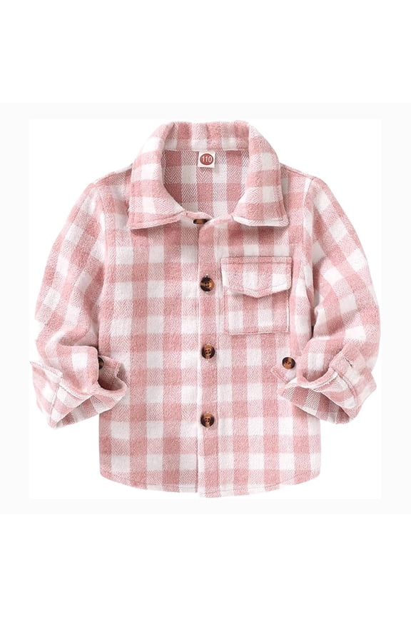 Toddler Boy Girl Fall Flannel Shirt Kid Baby Long Sleeve Button Down Plaid Shirts for 2-3T