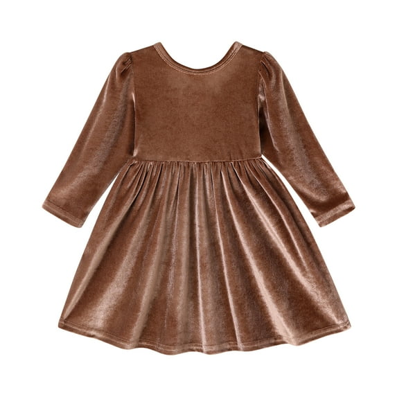 Younger Tree Toddler Girl Fall Dress Winter Clothes Long Sleeve Velvet Dresses Princess Party Outfits for 12 Months - 6T
