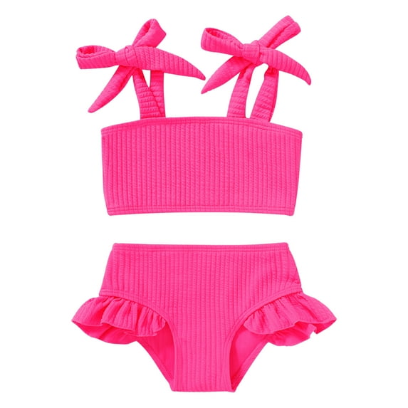 Younger Tree Toddler Girl Swimsuit Baby Color Block Stripe Two Pieces Swimwear Summer Beach Bathing Suit for 2-3T