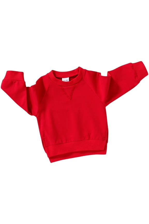 Toddler Sweatshirt Baby Boy Girl Fall Winter Clothes Outfits Long Sleeve Crew Neck Solid Color Top Pullover Blouse Shirt for 18-24 Months