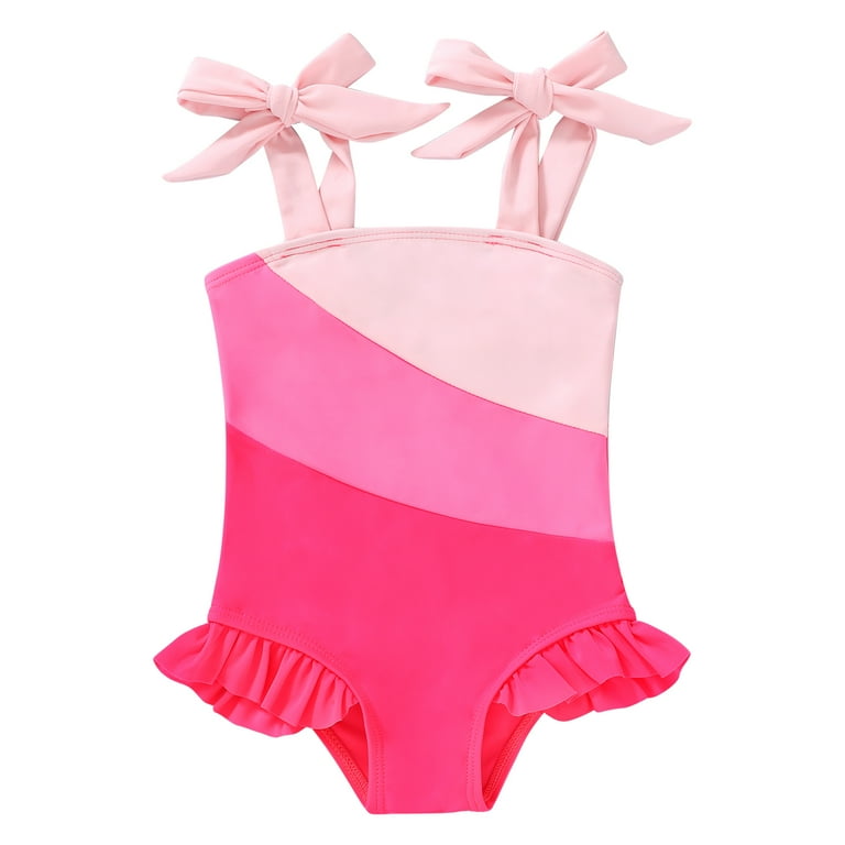 PINK STRIPED ONE-PIECE SWIMSUIT, BABY GIRL PINK STRIPED ONE-PIECE SWIMSUIT, BABY GIRL