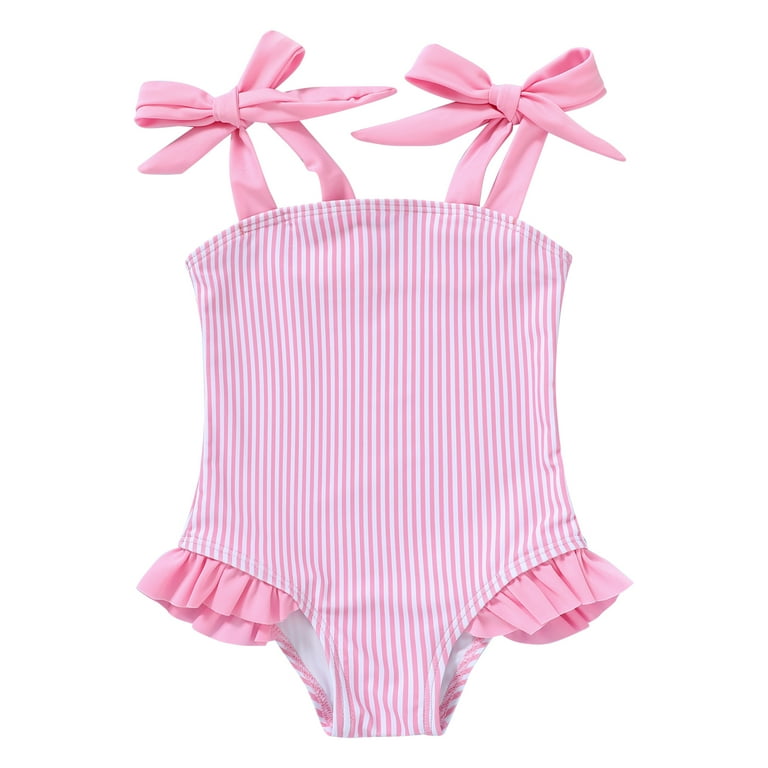 PINK STRIPED ONE-PIECE SWIMSUIT, BABY GIRL PINK STRIPED ONE-PIECE SWIMSUIT, BABY GIRL