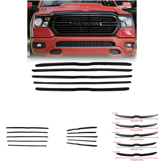 YoungerCar 2019-2024 Dodge Ram 1500 Matte Black ABS Front Grille Overlay - Small with Parent Container