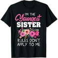 thumbnail image 1 of t-shirt Youngest Sister Shirt Rules Don't Apply To Me Matching T-Shirt, Black mens，black，women，funny，journey，Crew Neck, Short Sleeve,printing, 1 of 4