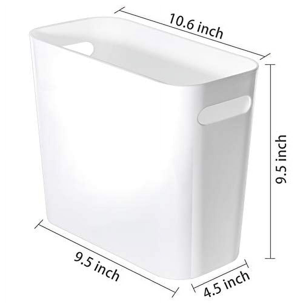 White Slim Plastic Trash Can with Handles, 1.5 Gallon