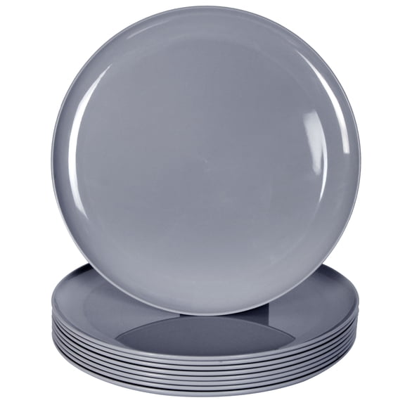 Youngever 10 Inch Plastic Plates, Large Plates, Dinner Plates, Set of 9 (Dark Grey)
