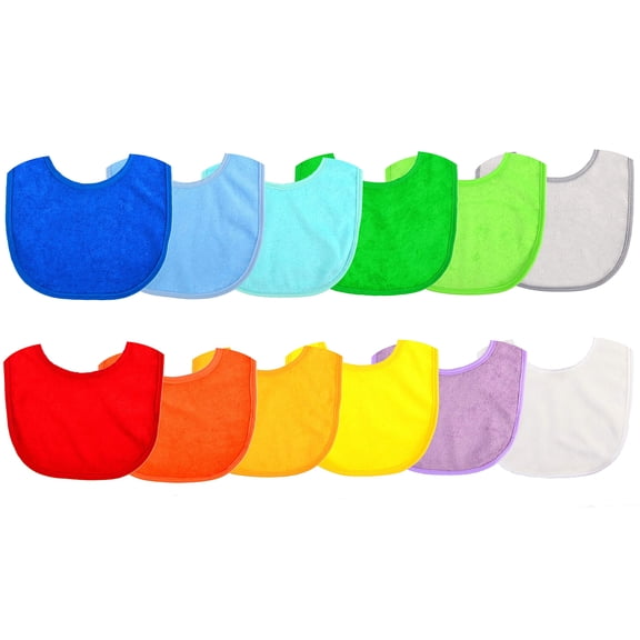 Youngever 12 Baby Bibs, Stay Dry Soft Waterproof Baby Terry Bibs for 3 To 12 Months (Rainbow Colors)