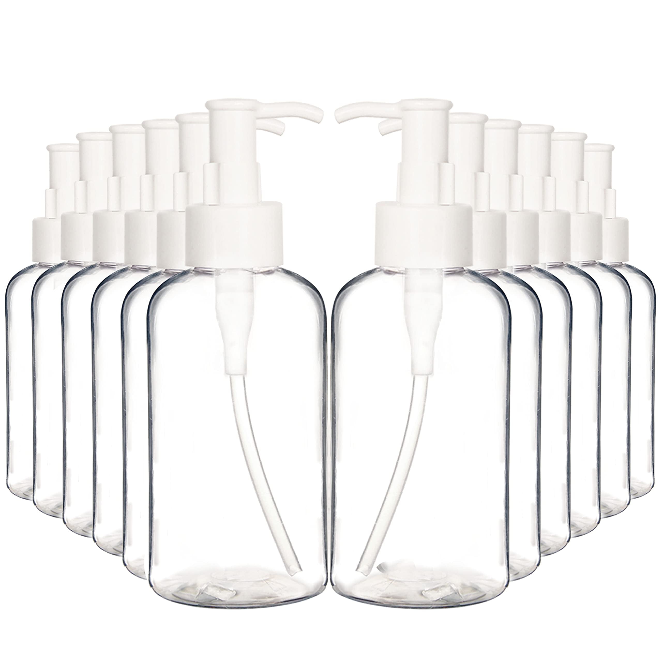 Youngever 12 Pack Plastic Pump Bottles, Refillable Plastic Pump Bottles with Travel Lock (8 Ounce)