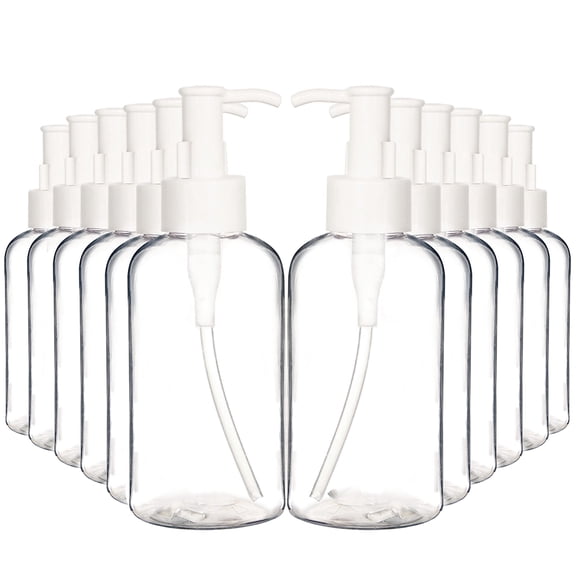 Youngever 12 Pack Plastic Pump Bottles, Refillable Plastic Pump Bottles with Travel Lock (8 Ounce)