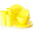thumbnail image 1 of Youngever 18-Piece Plastic Kitchen Dinnerware Set, Plates, Dishes, Bowls, Cups, Service for 6 (Yellow), 1 of 4
