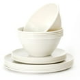 thumbnail image 1 of Youngever 18 Pieces Plastic Kitchen Dinnerware Set, Plates (8 Inch & 10 Inch), Bowls (32OZ), Service for 6 (Cream), 1 of 4