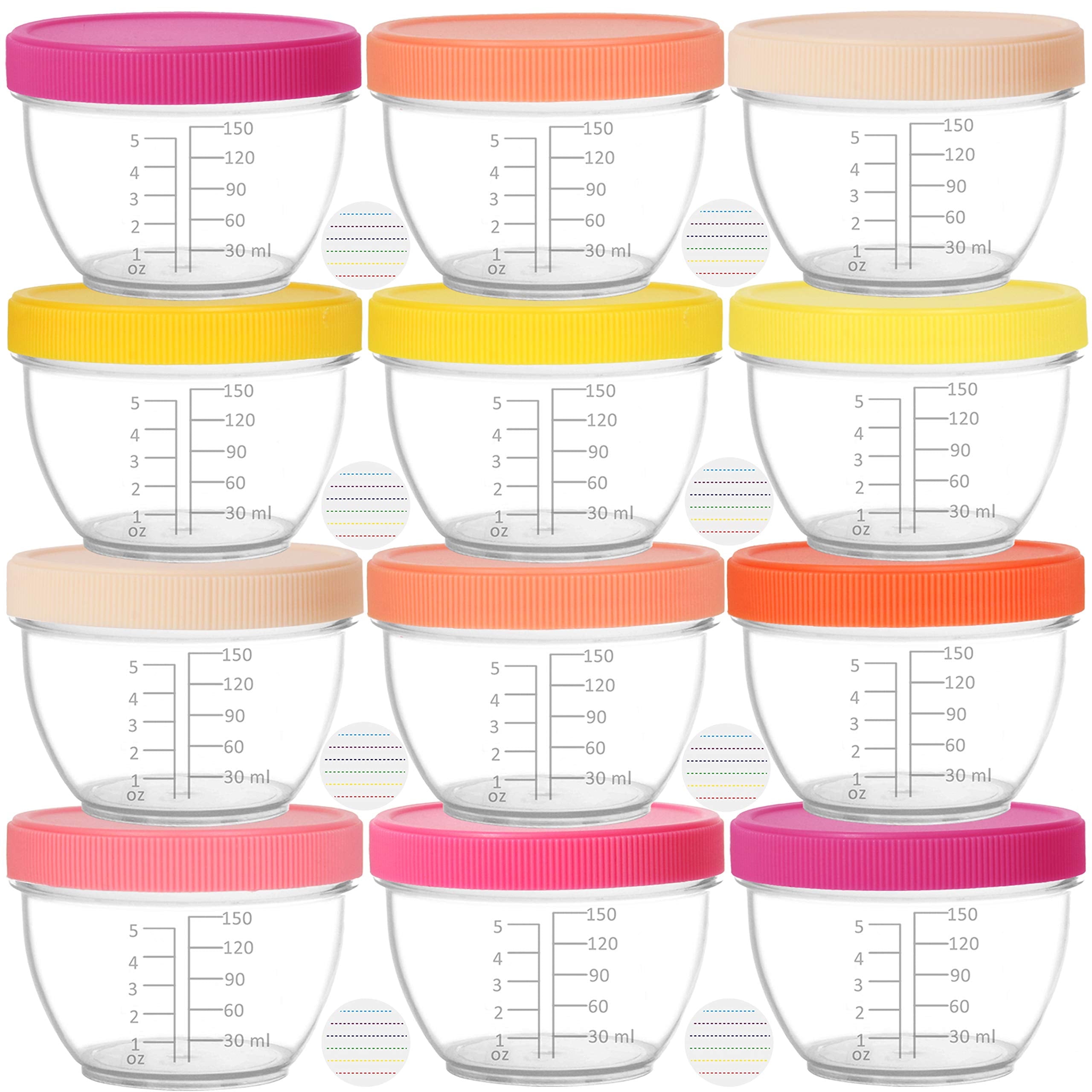 Bright Pink and Orange BPA-Free Baby Food Storage Jars Set