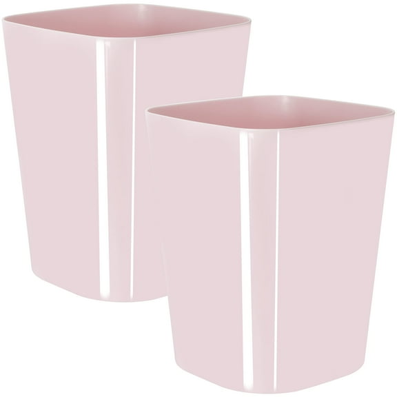 Youngever 2 Pack 1.5 Gallon Square Trash Can, Plastic Garbage Container Bin, Small Trash Bin for Home Office, Living Room, Study Room, Kitchen, Bathroom (Pink)