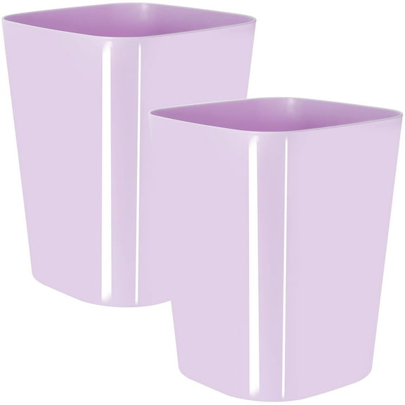 Youngever 2 Pack 1.5 Gallon Square Trash Can, Plastic Garbage Container Bin, Small Trash Bin for Home Office, Living Room, Study Room, Kitchen, Bathroom (Purple)
