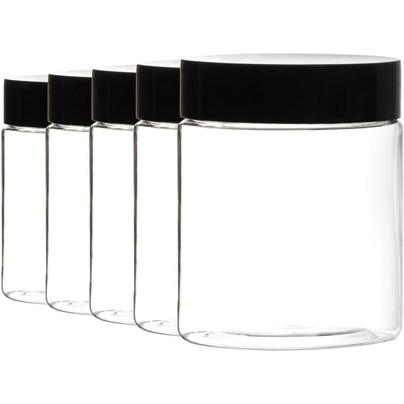 Youngever 24 Pack 8 Ounce Plastic Jars with Lids, Clear Plastic Slime Containers Plastic Round Storage Jars Container, Storage Jars for Kitchen, Home, Crafts Storage, Empty Cosmetic Jars with Lids