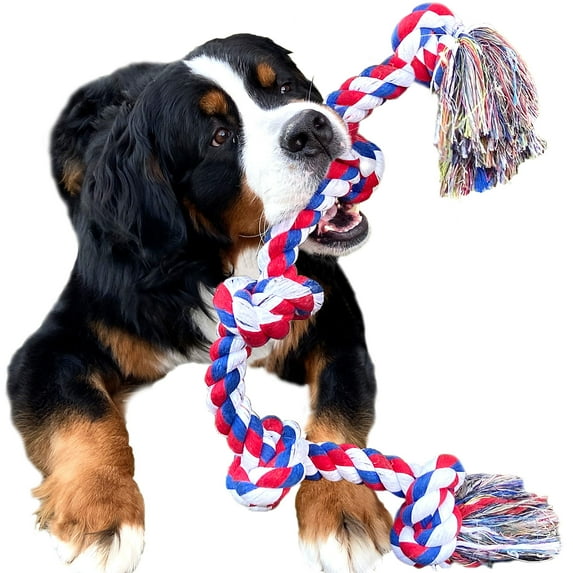 Youngever 3.5 Feet Dog Rope Toys for Aggressive Chewers, Tough Rope Chew Toys for XL, Large and Medium Dog, Indestructible Rope for Large Breed Dog Tug War Teeth Cleaning (5 Knots)