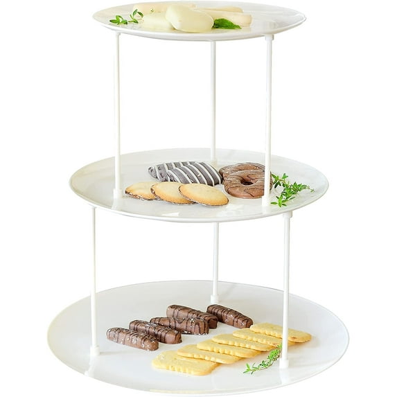 Youngever 3 Tier Serving Tray, 3 Tier Cupcake Stand, Dessert Stand, Plastic Platter Tray, Appetizer Serving Tray