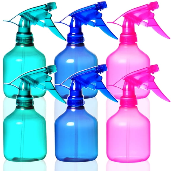 Youngever 6 Pack Empty Plastic Spray Bottles, 12 Ounce Spray Bottles for Hair and Cleaning Solutions, 3 Assorted Colors YE822.341