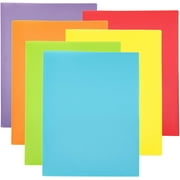 Youngever 6 Pack Heavy Duty Plastic Two Pocket Folders, Rainbow Colors, 2 Pocket Folders
