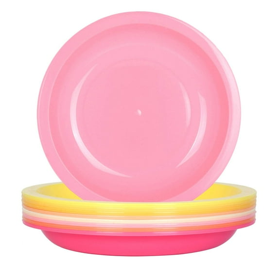 Youngever 7.5 Inch Plastic Plates, Small Kid Size, Kids Plates, Toddler Plates, Snack Plates, Set of 9 (Peach Colors)