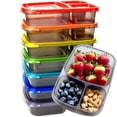 thumbnail image 1 of Youngever 7 Pack Bento Lunch Box, Meal Prep Containers, Reusable 3 Compartment Plastic Divided Food Storage Container Boxes, 1 of 4
