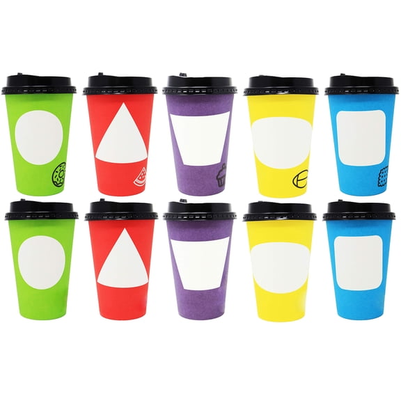 Youngever 70 Sets Hot Coffee Cups Durable Paper Cups with Travel Lids, 12 Ounce Disposable Cups For To Go Travel Mug Office Party Favor