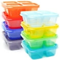 thumbnail image 1 of Youngever 8 Pack 4-Compartment Reusable Snack Box Food Containers, Bento Lunch Box, Meal Prep Containers, Divided Food Storage Containers (Rainbow Color Container), 1 of 5