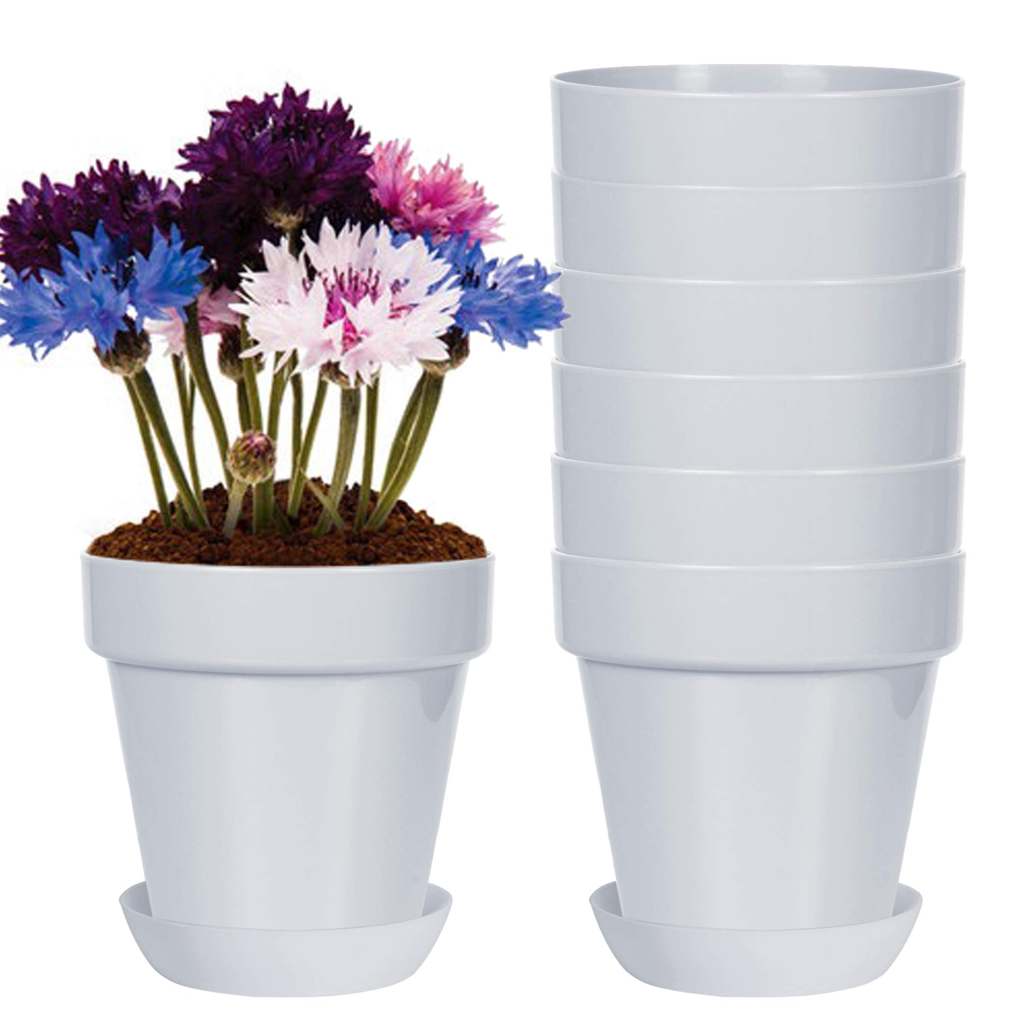 Youngever 8 Pack 5.5 Inch Plastic Planters Indoor Flower Plant Pots ...