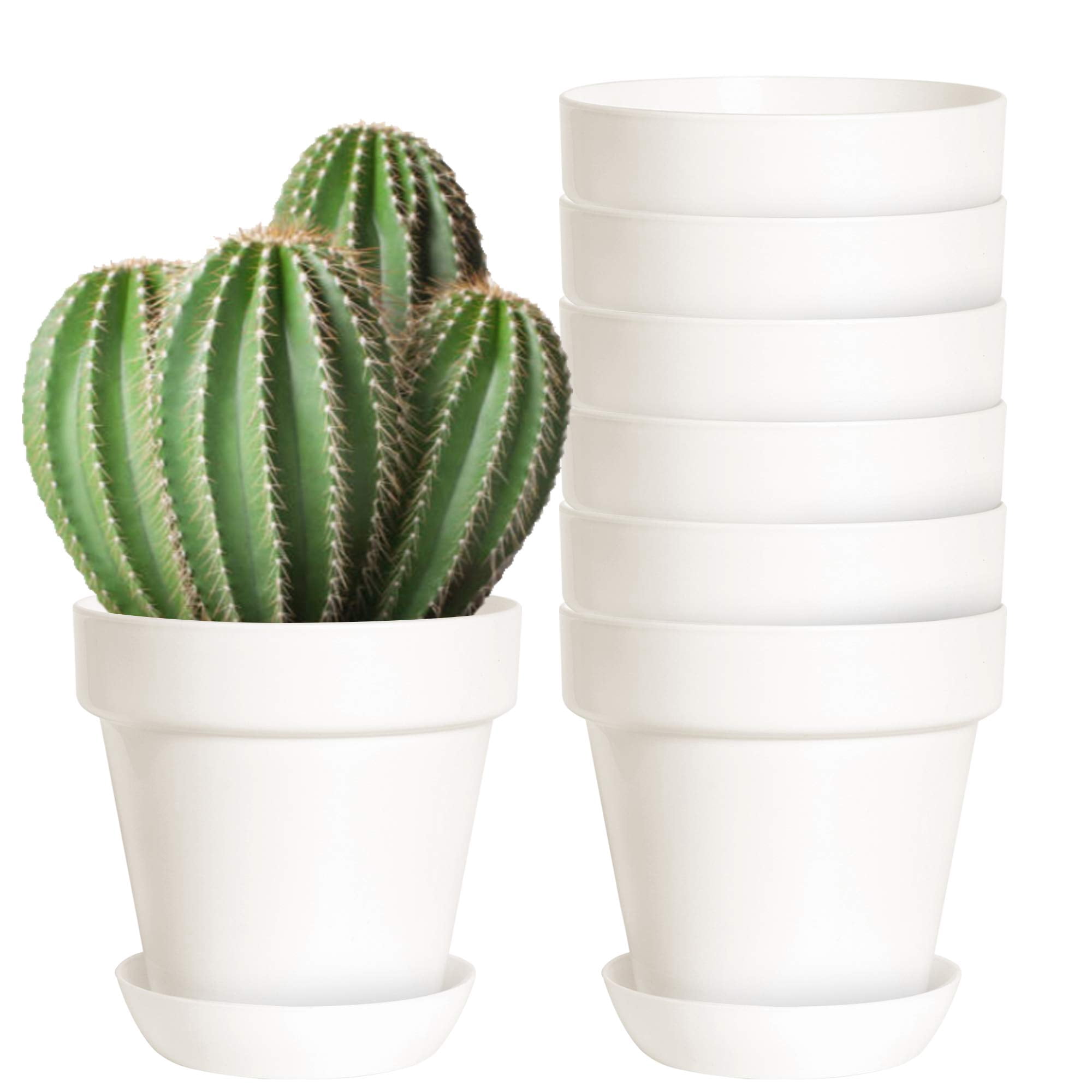 Youngever 8 Pack 5.5 Inch Plastic Planters Indoor Flower Plant Pots ...