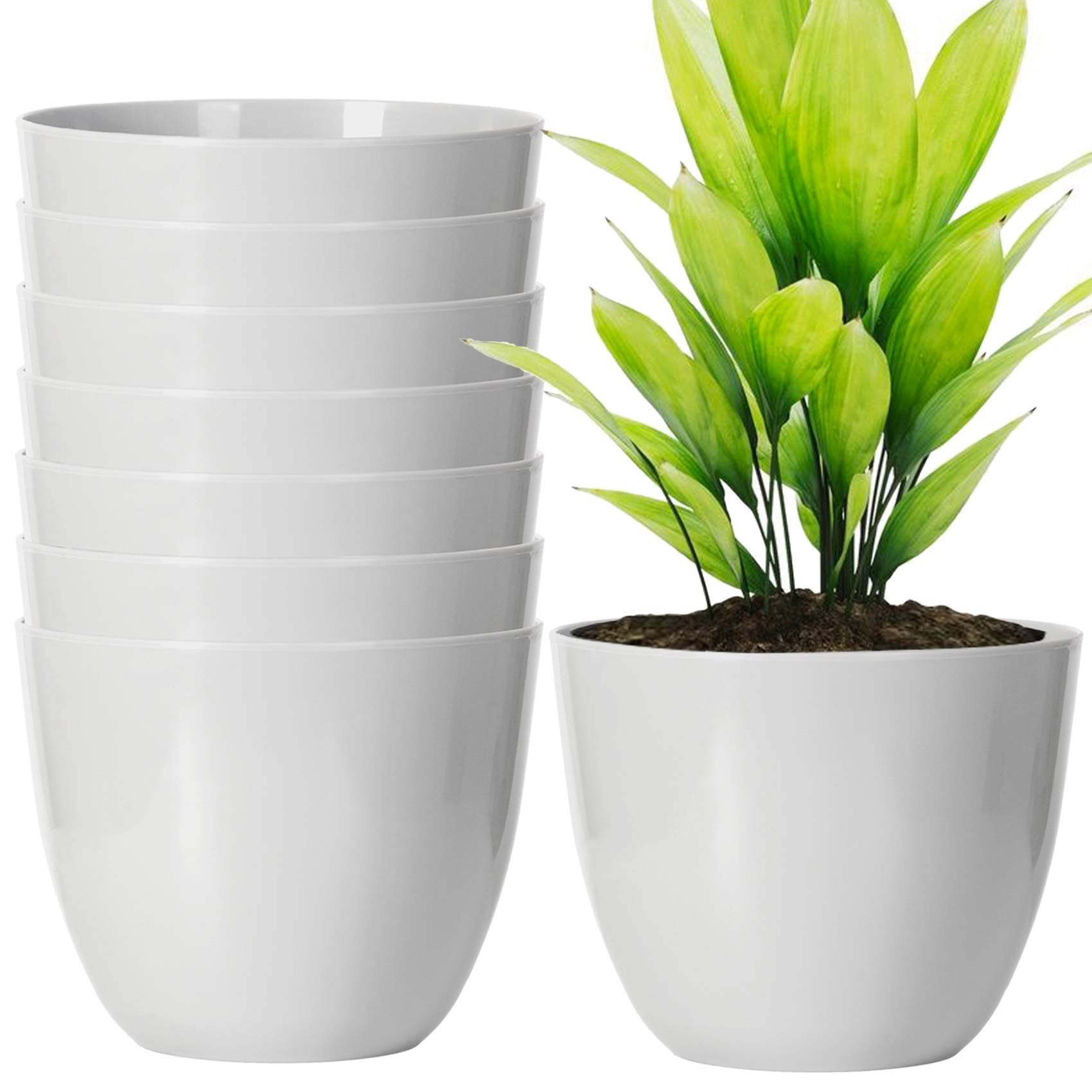 Youngever 8 Pack 5.5 Inch Plastic Planters Indoor Flower Plant Pots ...